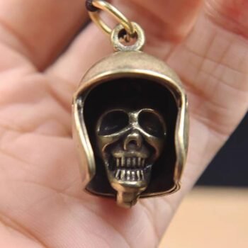 Handcrafted Brass Skull Rider Keychain - Edgy Punk Decor for DIY Projects & Collectors