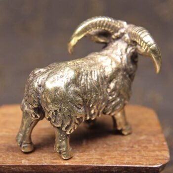 Alternative view of Solid Brass Goat Figurine, Antique-Style Zodiac Tea Pet and Desk Ornament
