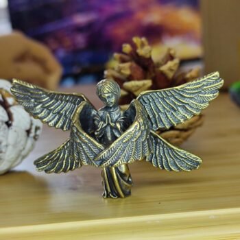 Vintage Brass Six-Winged Angel Figurine Handcrafted Miniature Statue for Collectors and Home Decor