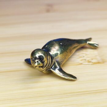 Alternative view of Brass Seal Figurine  Miniature Ocean Animal Statue for Aquarium Decor, Collectibles, or Gifts