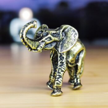 Miniature Brass Elephant  Lucky Brass Elephant Decor for Home, Desk, or Display