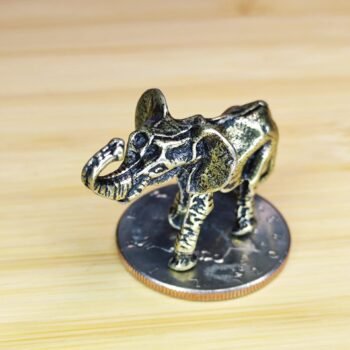 Alternative view of Miniature Brass Elephant  Lucky Brass Elephant Decor for Home, Desk, or Display