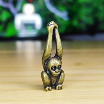 Brass Monkey Figurine  Cute Long-Armed Zodiac Collectible for Desk, Shelf, or Unique Gift