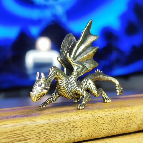 Brass Fire Dragon Figurine  Warcraft-Inspired Mythical Collectible & Decor Piece