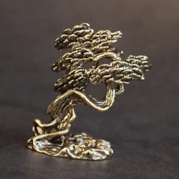 Alternative view of Antique Brass Pine Tree Knick-Knack - Welcoming Pine Desk & Car Ornament