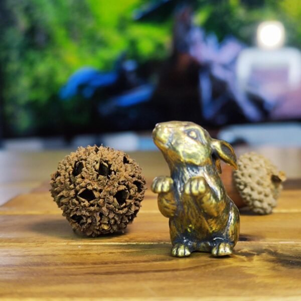 Brass Rabbit Figurine Handcrafted Miniature Statue for Animal Collections, Office Decor, or Rustic Displays
