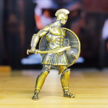 Alternative view of Brass Roman Gladiator Figurine  Miniature Combat Pose Warrior Sculpture, Collectors Knick-Knack for History Fans