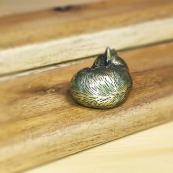 Alternative view of Cute Brass Cat Figurine  Handcrafted Miniature, Sleepy Pose with Textured Fur, Perfect Collectible Decor