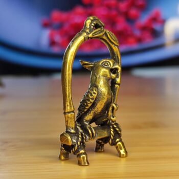 Alternative view of Realistic Brass Parrot Figurine  Handcrafted Miniature, Unique Collectible, Knick-Knack, Desk Decor, Gift for Enthusiasts