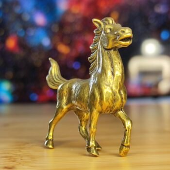 Alternative view of Brass Horse Figurine Miniature for Collectors, Desk Art, and Horse-Themed Home Decorations