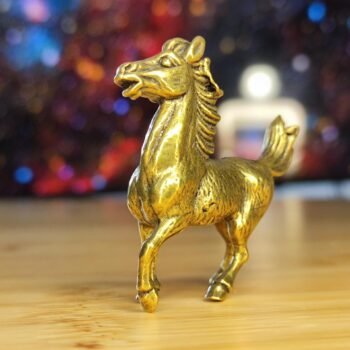 Brass Horse Figurine Miniature for Collectors, Desk Art, and Horse-Themed Home Decorations