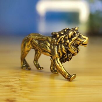 Alternative view of Intricate Handcrafted Brass Lion  Miniature Collectible, Desk Ornament, Knick-Knack, Unique Gift Idea