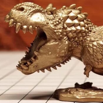 Alternative view of Solid Brass Tyrannosaurus Statue  Dynamic Roaring Pose, Premium Collectors Piece, Unique Office Desk Accent & Science Lovers Gift