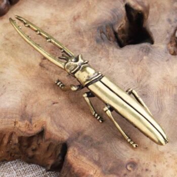 Alternative view of Solid Brass Longhorn Beetle Figurine, Vintage-Inspired Insect Desk Ornament