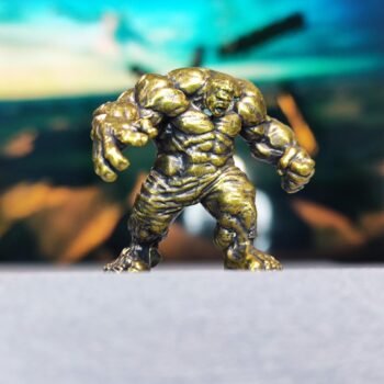 Brass Muscle Monster Statue Figurine with bold features and intricate design, an eye-catching decorative accent for desk or shelf display