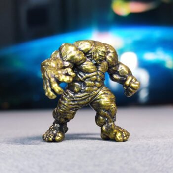 Alternative view of Brass Muscle Monster Statue Figurine with bold features and intricate design, an eye-catching decorative accent for desk or shelf display