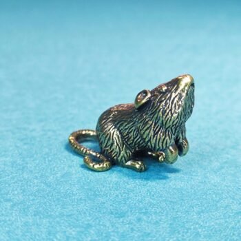 Alternative view of Miniature Brass Rat Figurine for Collectors, Decorative Displays, and Animal-Themed Home Accents