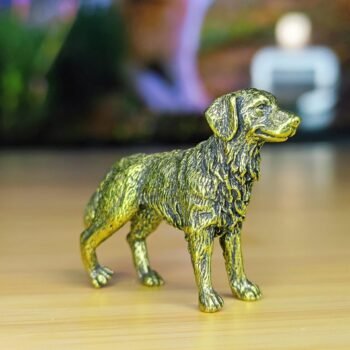 Brass Dog Ornament  Textured Fur Design, Dynamic Standing Position, Thoughtful Gift for Art Enthusiasts & Dog Owners