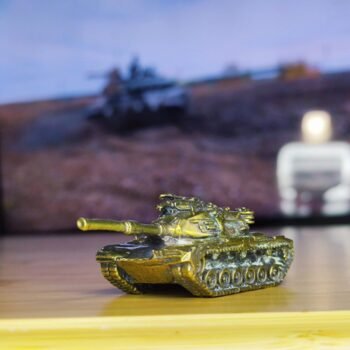Alternative view of Brass Tank Sculpture  Elegant Miniature Vehicle Figurine, Collectors Item for Desk or Bookshelf Display, Perfect Military Gift