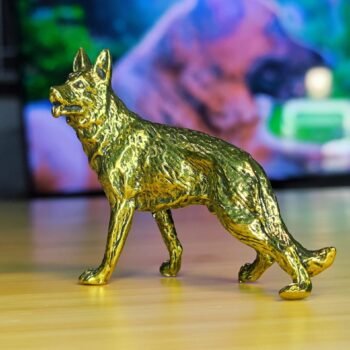 Alternative view of German Shepherd Brass Miniature Sculpture: An Exquisite Handcrafted Collectible for Art Enthusiasts and Dog Lovers