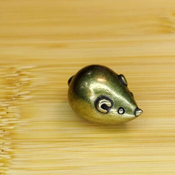Alternative view of Whimsical Round Brass Mouse Ornament Handcrafted Miniature Wildlife Decor for Garden or Home