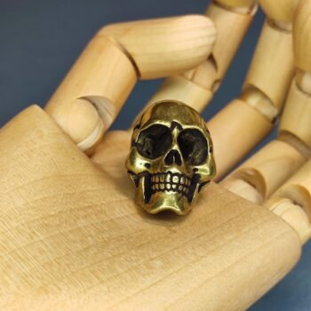 Alternative view of Brass Skull Figurine Handcrafted Miniature Sculpture for Collectors and Decor