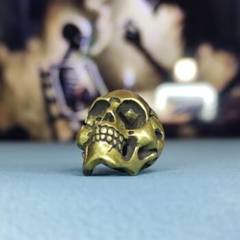 Brass Skull Figurine Handcrafted Miniature Sculpture for Collectors and Decor