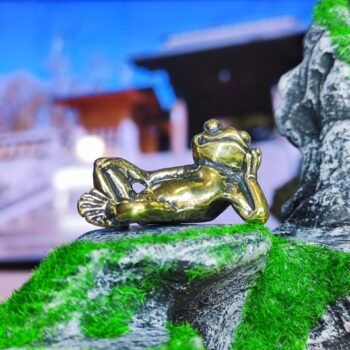 Brass Zen Frog Figurine  Relaxed Pose, Meditation & Leisure Symbol, Collectible