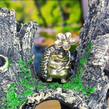 Brass Hedgehog Knick-Knack  Charming Decoration with Floral Accent