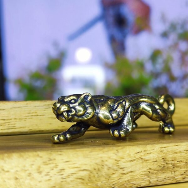 Brass Feng Shui Wealth Tiger  Crouching Pose, Symbol of Power & Continuous Prosperity