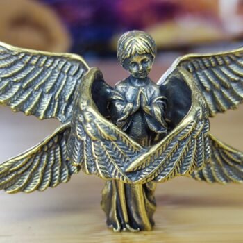 Alternative view of Vintage Brass Six-Winged Angel Figurine Handcrafted Miniature Statue for Collectors and Home Decor