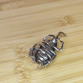Alternative view of Detailed Brass Beetle Sculpture - Rhinoceros Design for Desk or Shelf Decor