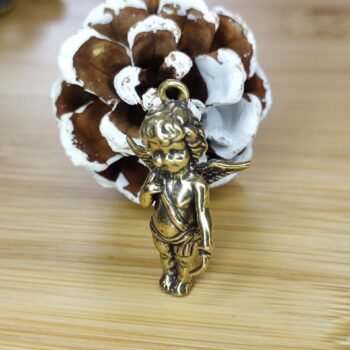 Alternative view of Brass Angel Figurine Pendant - Adorable Winged Cherub Charm, Collectible Knick-Knack or Thoughtful Gift