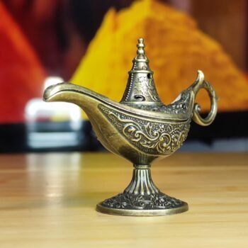 Brass Aladdin's Lamp Incense Holder  Compact Decorative Ornament for Relaxation