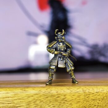 Small Brass Warrior  Iconic Samurai Sculpture for Home Decor, Desk, or Shelf Accent