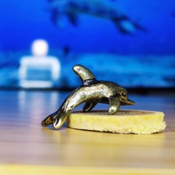 Alternative view of Brass Dolphin Figurine  Miniature Marine Ornament for Aquariums, Terrariums, and Unique Decor
