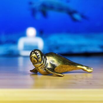 Brass Seal Figurine  Miniature Ocean Animal Statue for Aquarium Decor, Collectibles, or Gifts
