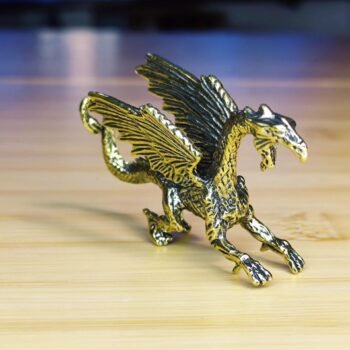 Alternative view of Mini Brass Azure Dragon  Intricate Mythical Figurine for Decor or Collecting