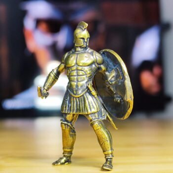 Brass Roman Gladiator Figurine  Miniature Combat Pose Warrior Sculpture, Collectors Knick-Knack for History Fans