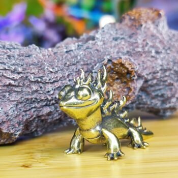 Alternative view of Brass Dragon-Lizard Sculpture  Intricately Textured Miniature Fantasy Creature Statue, Unique Collectible Decor for Enthusiasts
