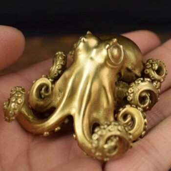Alternative view of Hand-Carved Octopus Figurine  Realistic Brass Sea Creature Design, Collectible Desk Decor, Nautical Accent, Stress-Relief Object