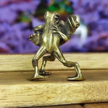 Alternative view of Vintage Brass Wrestling Frog Figurine, Unique Desktop Decor for Collectors