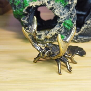 Alternative view of Brass Lobster Figurine Weightlifting Pose | Creative Office Desk Decor, Solid Metal Tea Pet, Unique Pen Holder Ornament