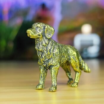Alternative view of Brass Dog Ornament  Textured Fur Design, Dynamic Standing Position, Thoughtful Gift for Art Enthusiasts & Dog Owners
