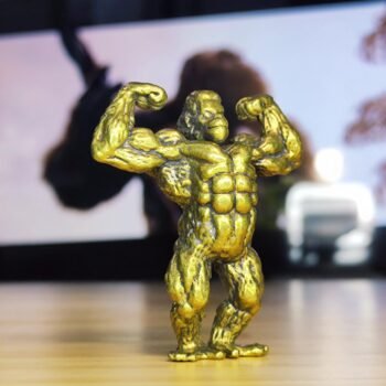 Alternative view of Brass Gorilla Ornament  Muscular Design, Striking Pose, Perfect Gift for Nature Lovers, Collectors & Art Enthusiasts