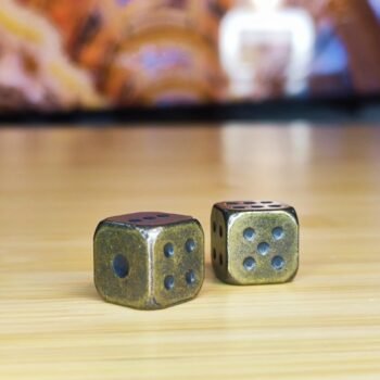 Brass Cube Dice   Polished Metal Dice, Unique Table Ornament for Gaming Lovers & Role-Playing Game Collectors
