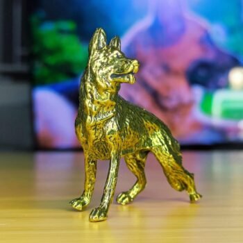 German Shepherd Brass Miniature Sculpture: An Exquisite Handcrafted Collectible for Art Enthusiasts and Dog Lovers