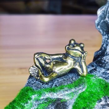 Alternative view of Brass Zen Frog Figurine  Relaxed Pose, Meditation & Leisure Symbol, Collectible
