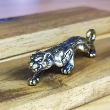 Alternative view of Brass Feng Shui Wealth Tiger  Crouching Pose, Symbol of Power & Continuous Prosperity