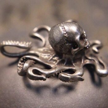 Alternative view of Brass Kraken Skull Figurine  Dark Cthulhu Style, Nautical Horror Ornament